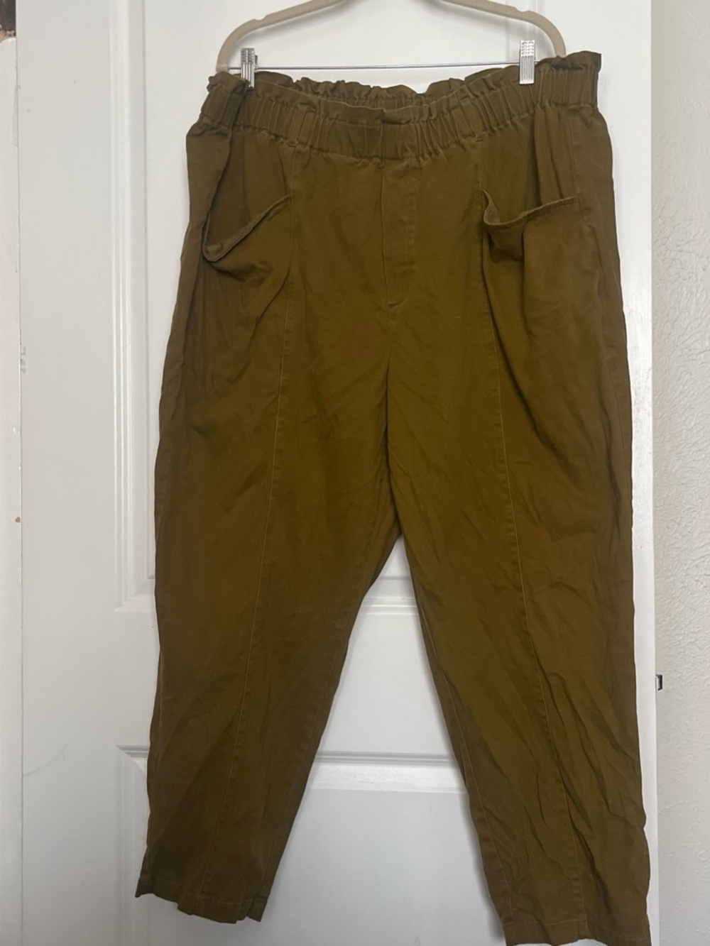 Ava & Viv Olive Elastic-Waist Straight Leg Pants